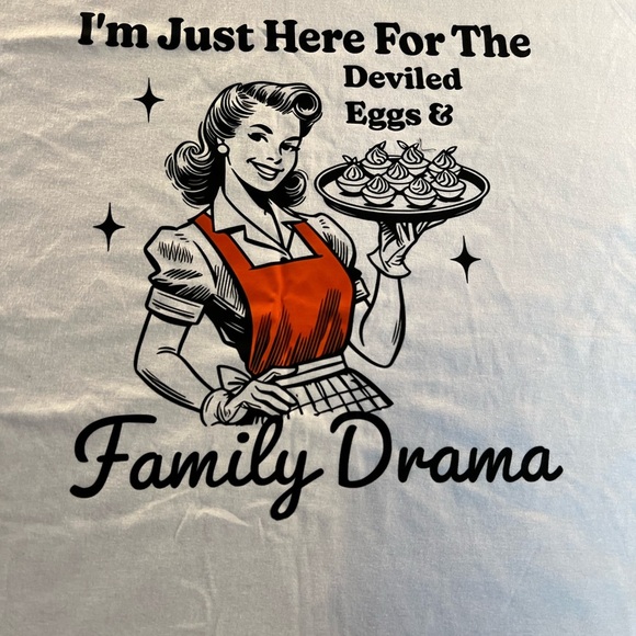 Unisex White T-Shirt with Family Drama Graphic - Picture 2 of 4